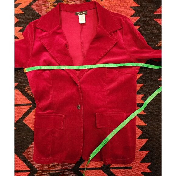 NEW Vintage White Moon Red Corduroy Blazer Jacket L - Picture 8 of 9
